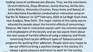 Field Camps by AAF team: Tobacco- which says, it can cause cancer!