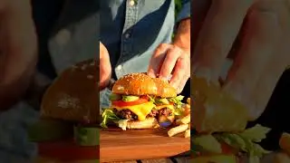 📸🍔 Калифорнийский гурме-чизбургер ASMR | Умная нарезка ножом и сочный перекус в стиле Западного п...