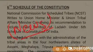 6th schedule of Constitution