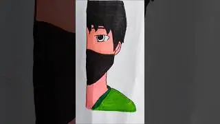 Anime Style Boy Face Drawing | Half Face With Mask Easy Drawing Tutorial #shorts #art #easydrawing