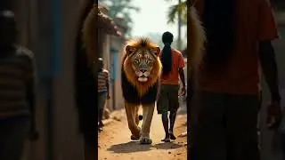 A lion walks through a village &mdash; but it's all AI-generated! Can you tell it's not real?