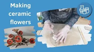 Live tutorial Keramiek bloemetjes maken op hout / Making ceramic flowers on wood,  Atelier-Bertina