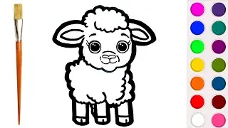 Sheep Drawing, Coloring & Painting Step by Step For Kids & Toddlers 🎨 Easy Drawing For Kids