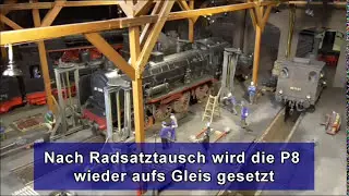 Radsatztauschablauf bei einer P8 mittels funktionsfähiger Achssenke im Spur 1- Bw