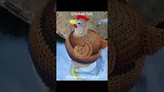 chicken 🐔 hat #crochet #knotsinyarn #hat #farm #barnyard #chicken #egg #funny #sillyhat #winter