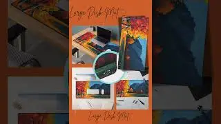 Bold Fall Forest & Blue Mountain Desk Mat | Striking Autumn Desk Decor