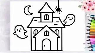 HAUNTED HOUSE drawing | how to draw a house | EASY Step by Step Tutorial