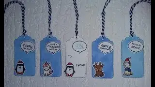 Quick easy tags using lawn fawn Say What Gift Tags and Christmas Critters stamps and dies #lawnfawn