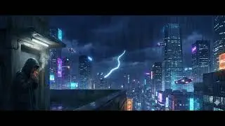 You are alone inside while the neon storm floods the city &mdash; cyberpunk [RAIN THUNDER SOUNDS]