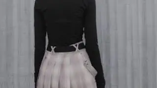 Women's Pink Plaid Pleated Skirts With Belt&Chain PQ-710