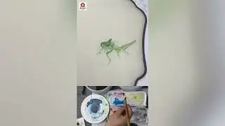 How to draw grasshopper on silk. #homedecor #art #chineseart #painting #国画 #tutorial #grasshopper