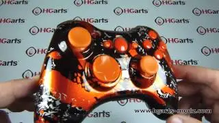 Candy Orange Splatter | XBOX360 Modded Controller | HG Arts Modz