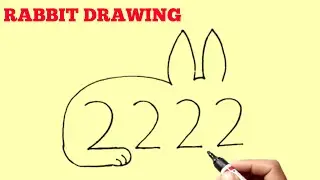 How To Draw Rabbit With 2222 Number || Cute Rabbit Drawing Easy Step By Step