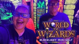 WIldest Mini Golf Course I Have Ever Played!  | World Of Wizards Blacklight Miniature Golf Branson