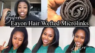 Trying Wefted Mircrolinks on Short Relaxed Hair At Home | Eayon Hair