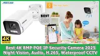 Best 4K 8MP POE IP Security Camera 2025 | Night Vision, Audio, H.265, Waterproof CCTV 🔒