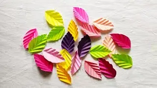 how to make paper flower leaves/paper leaves craft - DIY easy paper leaf making idea new#12