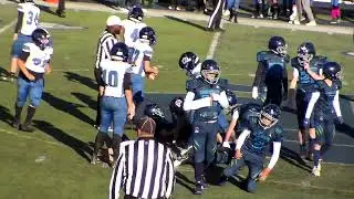Canton Lions QB Liam Fowler hit hard by Sterling Heights Kodiak's #3, Knox Kendall