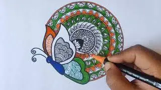 &ldquo;Beautiful Tricolor Butterfly Mandala Art | Easy & Colorful Drawing 🦋✨&rdquo;