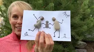 Family rock art activity & line art with worksheet by Patti Rokus