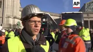 Demo by European steel workers and employers