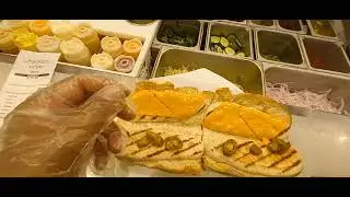 Making Subway sandwich Double Meat Roasted chicken 