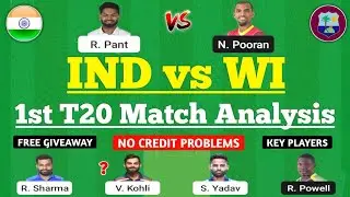 IND vs WI Dream11 Team | IND vs WI Dream11 Prediction | 1st T20 Match | IND vs WI Dream11 Today