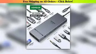 UGREEN USB HUB 4K120Hz DP Type-C to 4K60Hz 2xHDMI SD/TF RJ45 3.5mm USB3.2 Gen2 10Gbps Data for