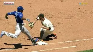 KC@SF: Nunez makes strong throw to nab Cain at first