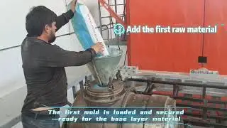 4-arm shuttle rotomolding machine, used for efficient production of water tanks. Amusement slide