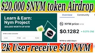 CoinGecko Learn & Earn  NYM Get Free 10$ NYM Token
