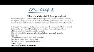 USHAIRI- UHURU WA MSHAIRI