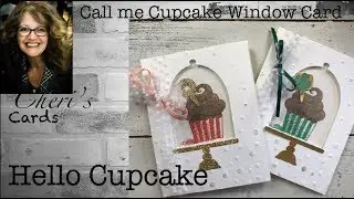 Stampin' Up! Sale-A-Bration Coordination Hello Call Me Cupcake Window Sheet Blends Sequin  Card