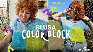 Blusa Color Block em croch&ecirc; com o fio Bella