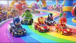 Chibi Spider-Man, Batman, Hulk & Venom Trượt D&agrave;i C&ugrave;ng Động Vật 3D Si&ecirc;u Vui 🛝🐼