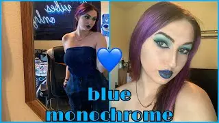 BLUE MONOCHROME MAKEUP + OUTFIT