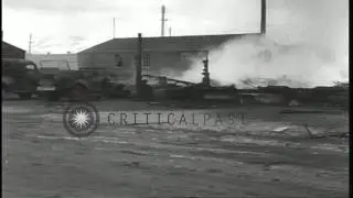 Results of Japanese bombings on a Dutch harbor in the Aleutian Islands in World W...HD Stock Footage