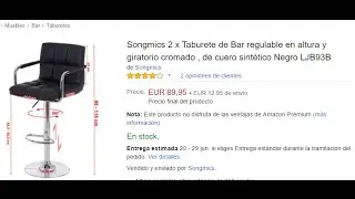 Songmics Taburete de Bar LJB93B