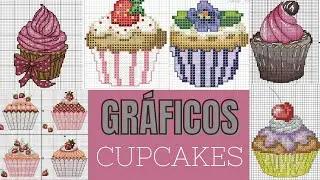 PONTO CRUZ🪡🧵:GRÁFICOS CUPCAKES#bordado #graficos #pontocruz