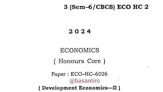 BA 6th semester economics honours core paper development economics Guwahati University ECO-HC-6026