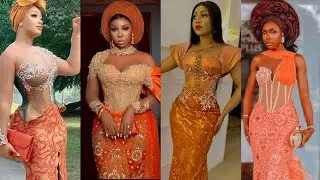 Orange Colour Asoebi Styles For Lace | Latest Asoebi Styles for Lace 2025 | Asoebi Styles 2025