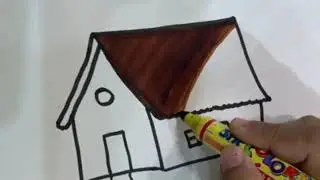 How to draw hut house , Very simple drawing | Mohanpreet Kaur