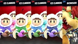 Ice Climbers x4 VS Bowser Super Smash Bros Gameplay