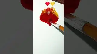 Red&hearts;️ & Yellow💛 Sun Energy| One stroke satisfying art 🖌️#painting #art #shorts