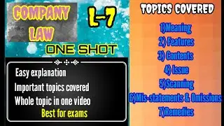 L-7|PROSPECTUS|Meaning,Features,Issue,Mis-statements, Remedies #educatingpupils#companylaw#youtube