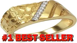 Men's Diamond Accent Rectangle Nugget Ring in 10K Yellow Gold - B07YGTVMZG