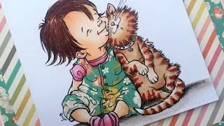 Card Making Process Video - Mo Manning Purr-fect Together coloured with Copics.