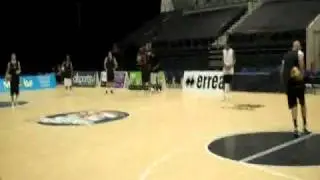 James Jones of the Mersey Tigers in the Basketball Halfway Line Challenge on Konkura
