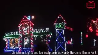 Christmas Lights and Ice Sculptures at Moody Gardens Theme Park