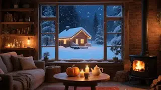 Fireplace Jazz Music ❄️ Cozy Winter Coffee Shop Ambience with Crackling Sounds